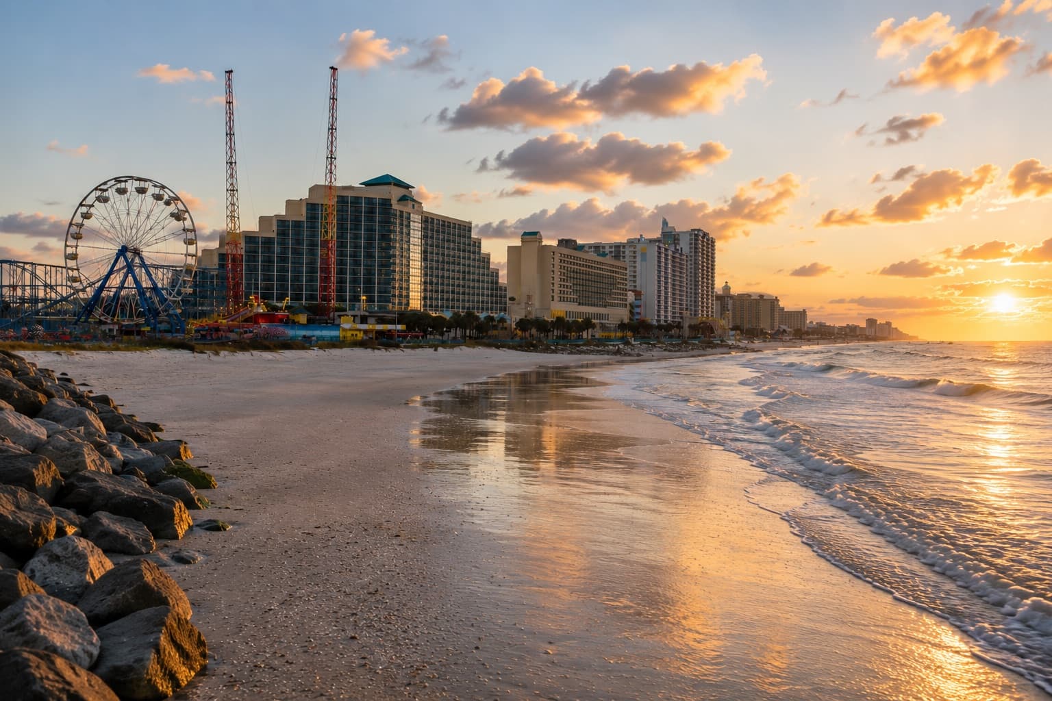Daytona boardwalk at sunset
