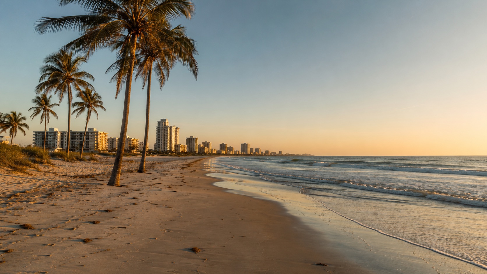 Palms over Daytona Beach at dawn